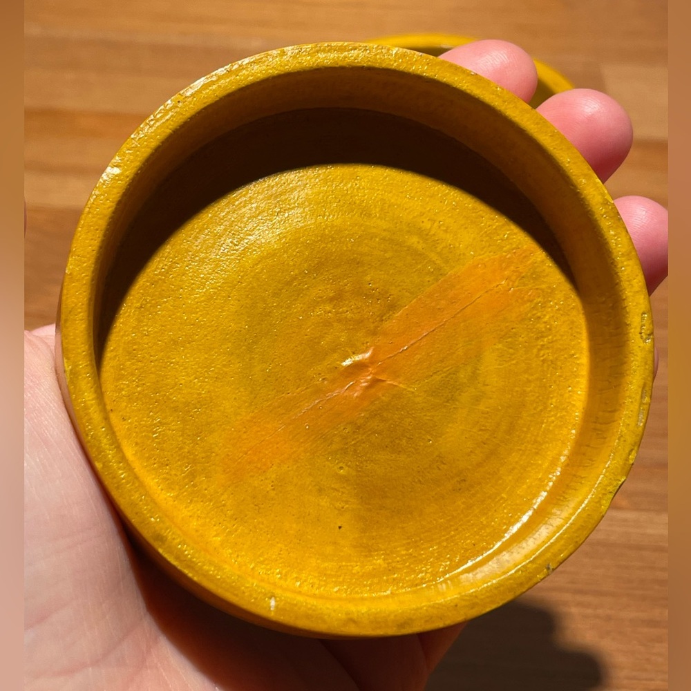 VTG Cat Playing With Yarn Stamped Emblem Lidded Trinket Box Bamboo Jewelry Decor - Picture 6 of 16